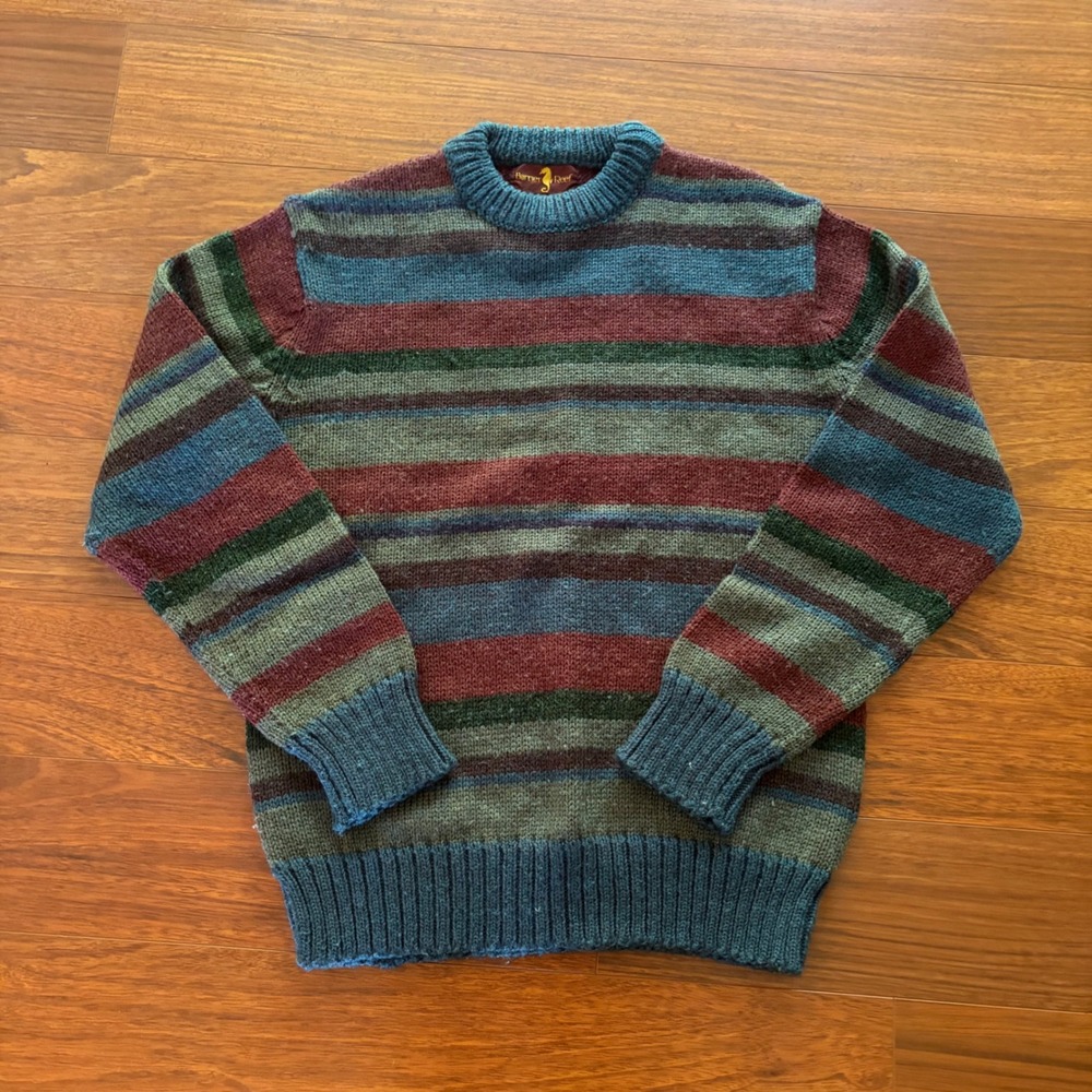 Vintage Wool Barrier Reef Striped Sweater L Multi Color Gorpcore Granola Style